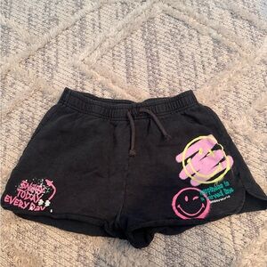 Black Graphic Smiley Face Lounge Shorts Zara x smiley world